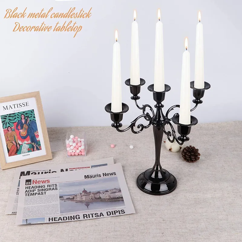 3/5-Arm Metal Plated Candle Holders Retro Candelabra European Style Simple Romantic Candlestick Pillar Wedding Party Centerpiece