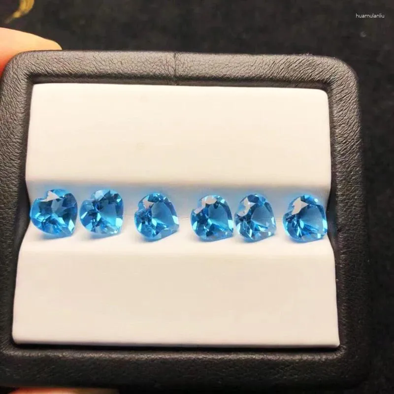 Cluster Anneaux Vantj Natural Swiss Blue Topaze Gemstone en vrac 1PCS Coup de coeur 8 mm pour le montage en or argenté Decoration bricolage