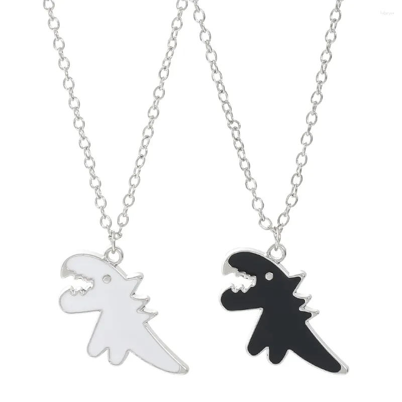 Kettingen drop olie witte dinosaurus hanger zwarte chokers cartoon sleutelbeen Koreaanse stijl ketting kettingen