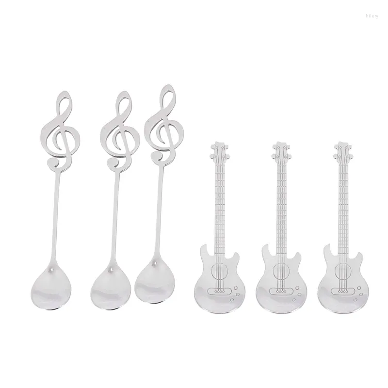 Coffee Scoops ABSF Spoons 30 Pack Creative Cute Teaspoons Stainless Steel Staff Musical Notation Shaped (15 Music Note 15 Guitar)