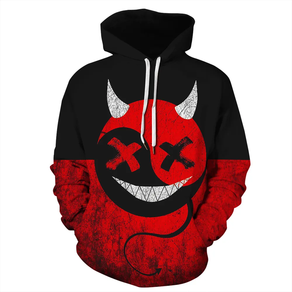 Spring Autumn Men Black Red Hoodies Haha Joker Imprimé Sweatshirt Hip Hop Streetwear Pullover Clothes Plus Size S-3XL