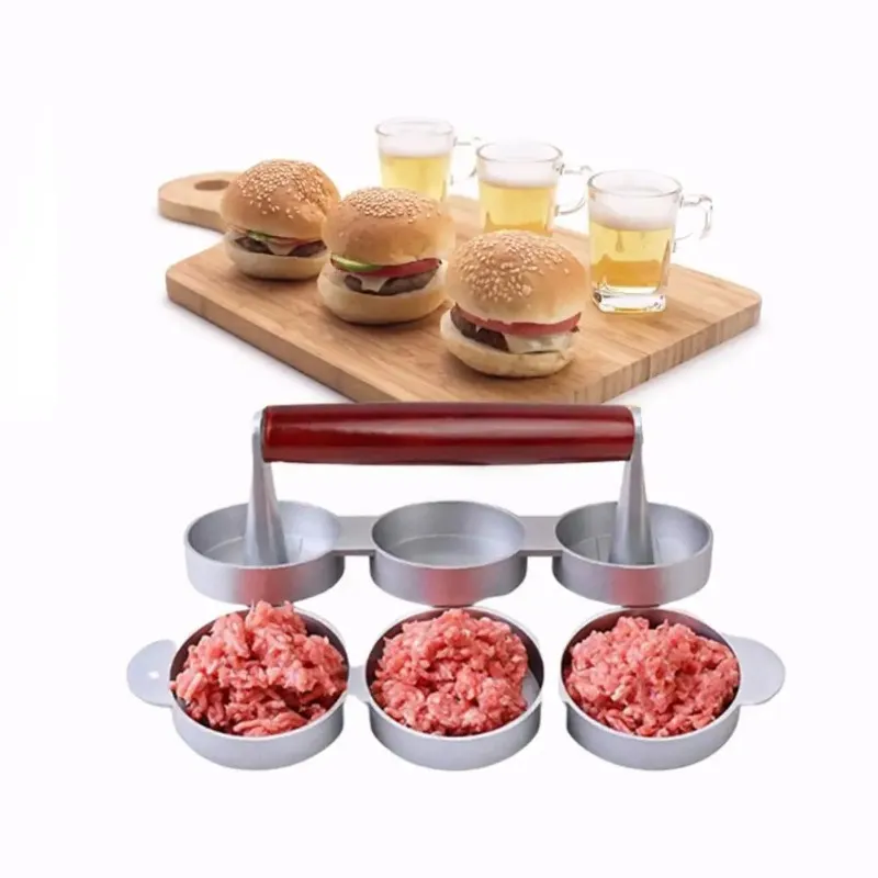 Hamburger Maker Triple Burger Press شكل مستدير من شرائح الطهاة غير لاصقة من اللحم اللحم البقري اللحم البقر