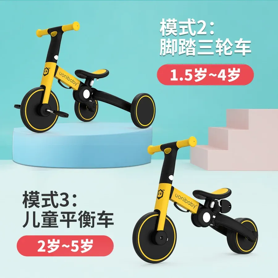 Portable Baby Trike 5 IN 1 Child Pedal Tricycle Two Wheel Balance Scooter Pushchair Outdoor Indoor Trike Trolley Gift For Kids