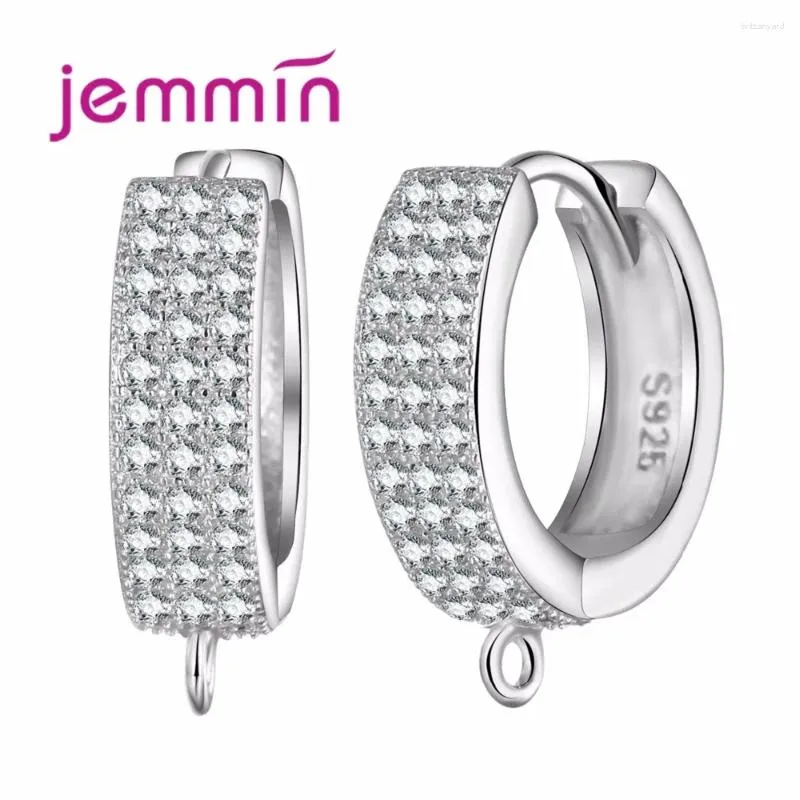 Hoop Earrings 5 Pairs/Lot Amazing Shiny CZ Stone Pave Jewelry Component 925 Sterling Silver DIY For Women
