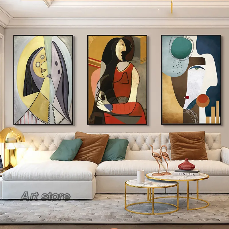피카소 유명한 예술 작품 포스터 인쇄 추상 그림 꿈을 꾸는 여자 벽 예술 캔버스 그림 홈 거실 장식 cuadros