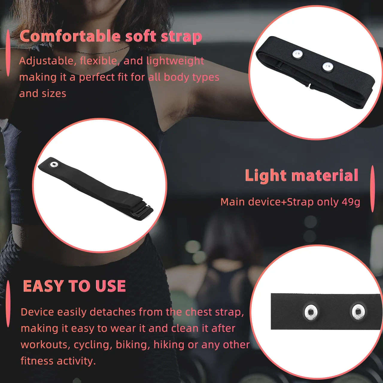 Premium Heart Rate Monitor Sensor Band Replacement Strap Compatible ...