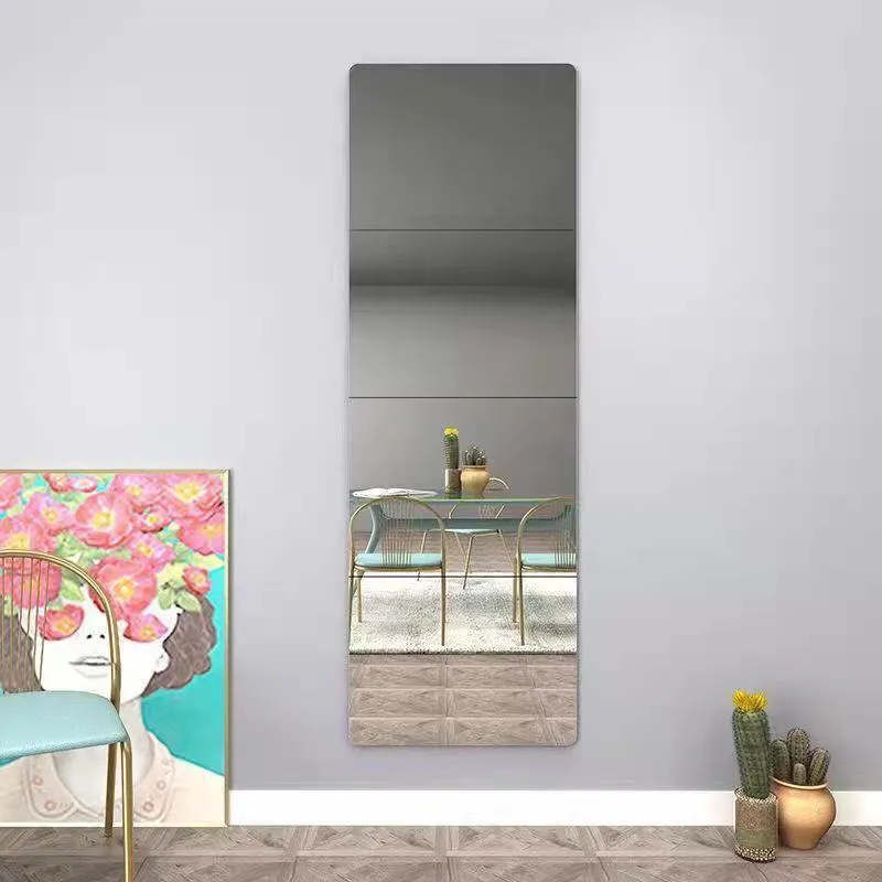 4pcs Automidido espelho acrílico Autadeiros flexíveis de adesivos à prova d'água para Art Door Larderobe Wall Banheiro decor