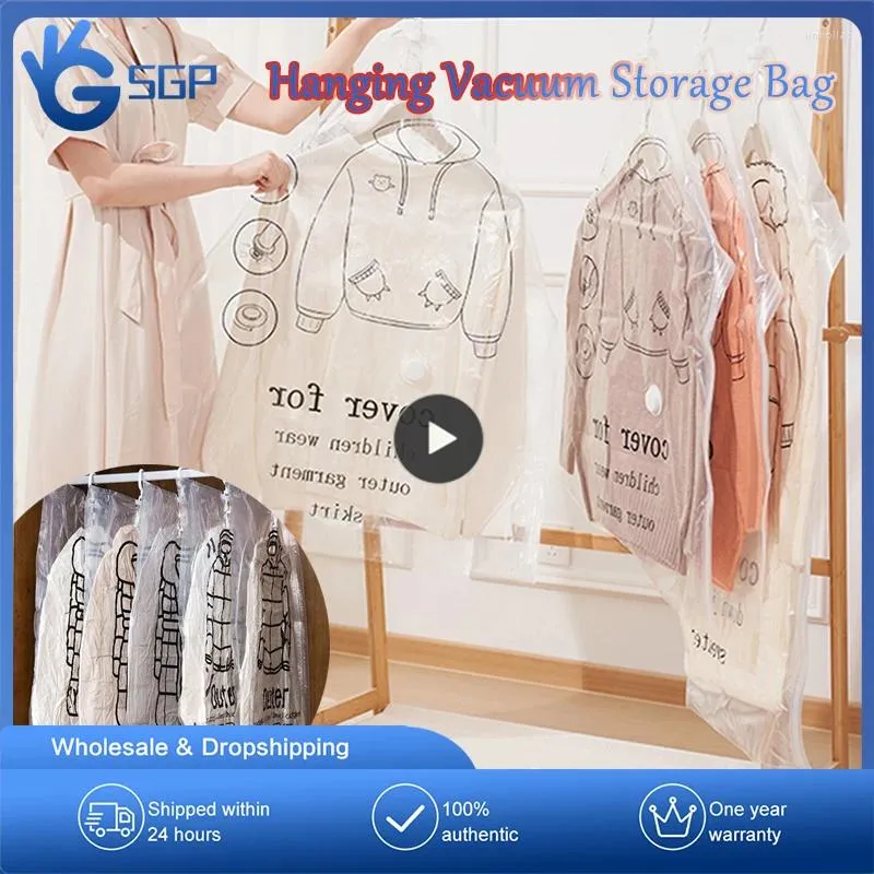 Storage Bags Closet Hanging Vacuum Bag Seal Clothing For Clothes Organizer Reusable Garment Protector