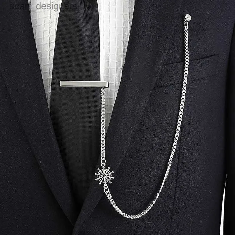 Elegant Mens Tie Clip Chain, Fashion Personality Brooch Accessory