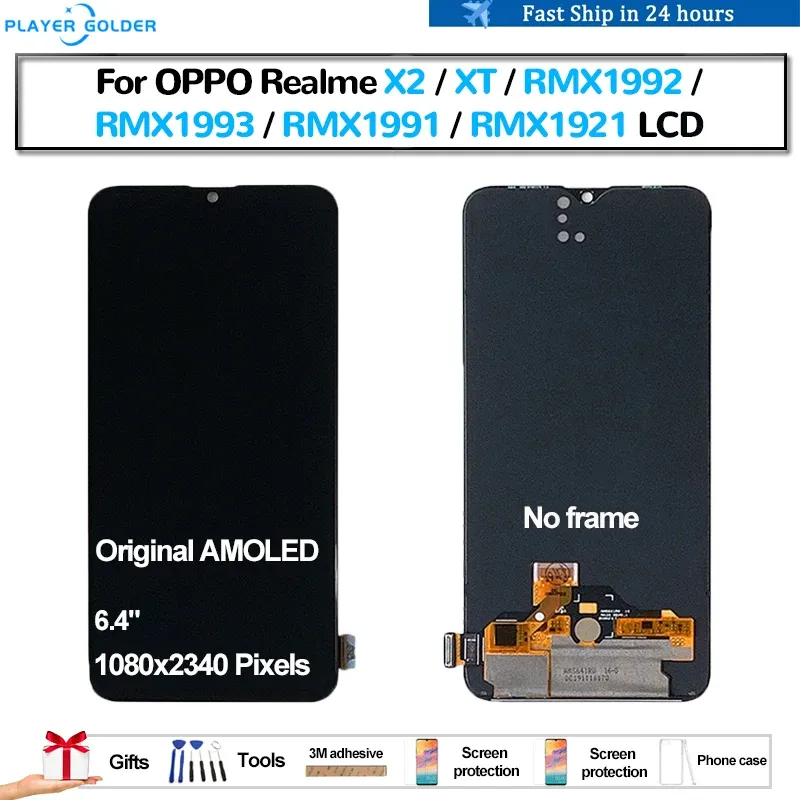 AMOLED originale per Oppo Realme X2 XT RMX1992 RMX1921 PANTALLA LCD Visualizzazione Visualizza Pannello Schermale Schermale Sostituzione LCD