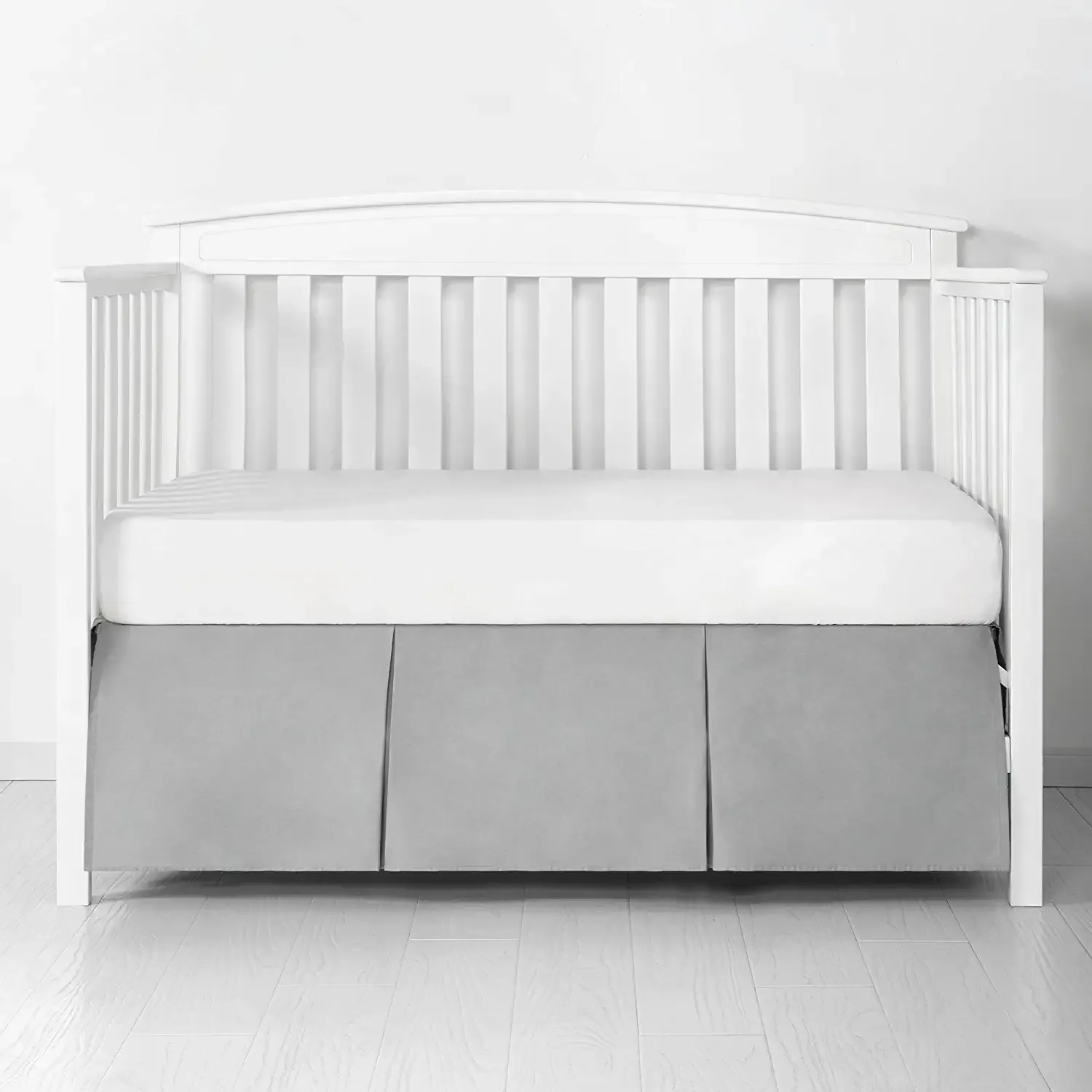 Gonna per letto a cucina pieghettata superiore per bambini ragazze- Aggiungi piattaforma bianca - Nursery Toddler 14 pollici di altezza (grigio chiaro))