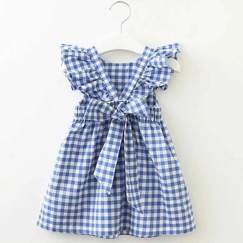 Girl's Dresses 2022 New Summer Girls Dress Korean Strap Plaid Casual Sleeveless Party Princess Dress Cute Childrens Baby Kids Girls Clothing