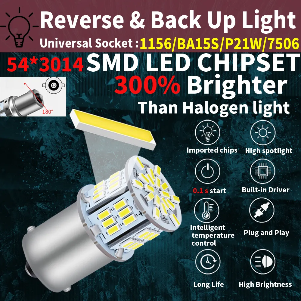 P21W BA15S LED Reverse Light Bulbs, 2 Pack Super Bright Canbus Error ...