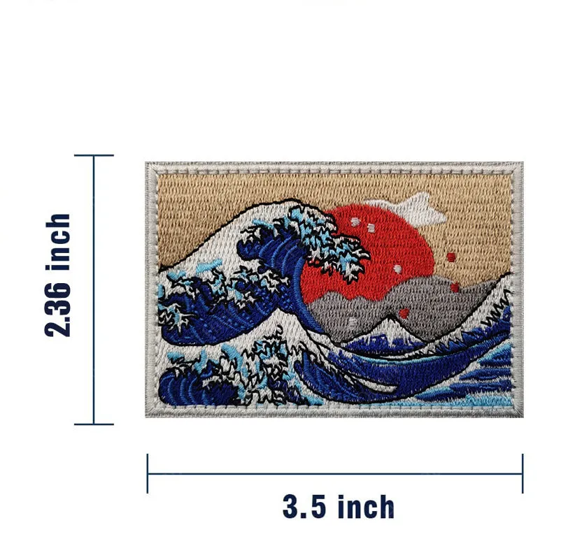 Ukiyoe Stickerei Magic Aufkleber Abzeichen Kanagawa Oonami Moral Abzeichen gestickt