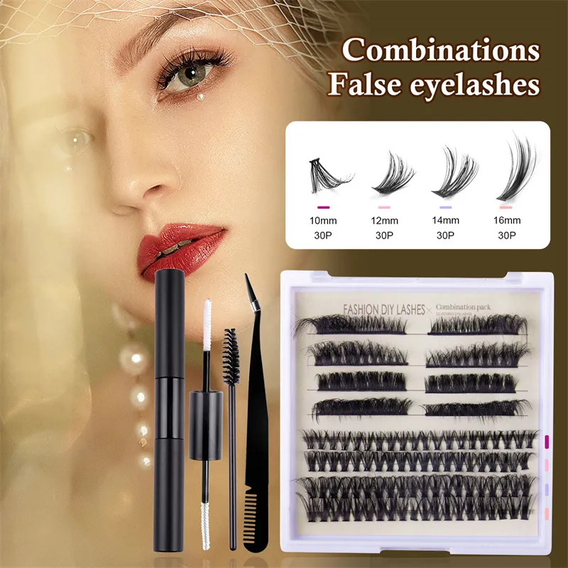 High capacity Free collocation Soft simulation Simple Operation Persistent curling Thin Band False eyelashes extention with Glue kits