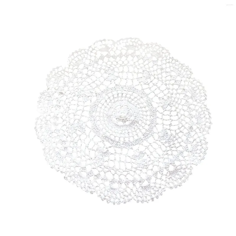 Table Mats Handmade Cotton Mat With Lace Circular Meal Crochet Tablecloth Decoration Chambre