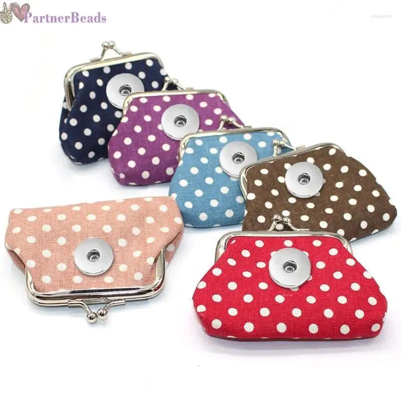 Bangle 6 Cores 18mm Button Snap Button Dot Spot Coin Busses Carteiras pequenas bolsa infantil garotas femininas saques de dinheiro para presente qb618