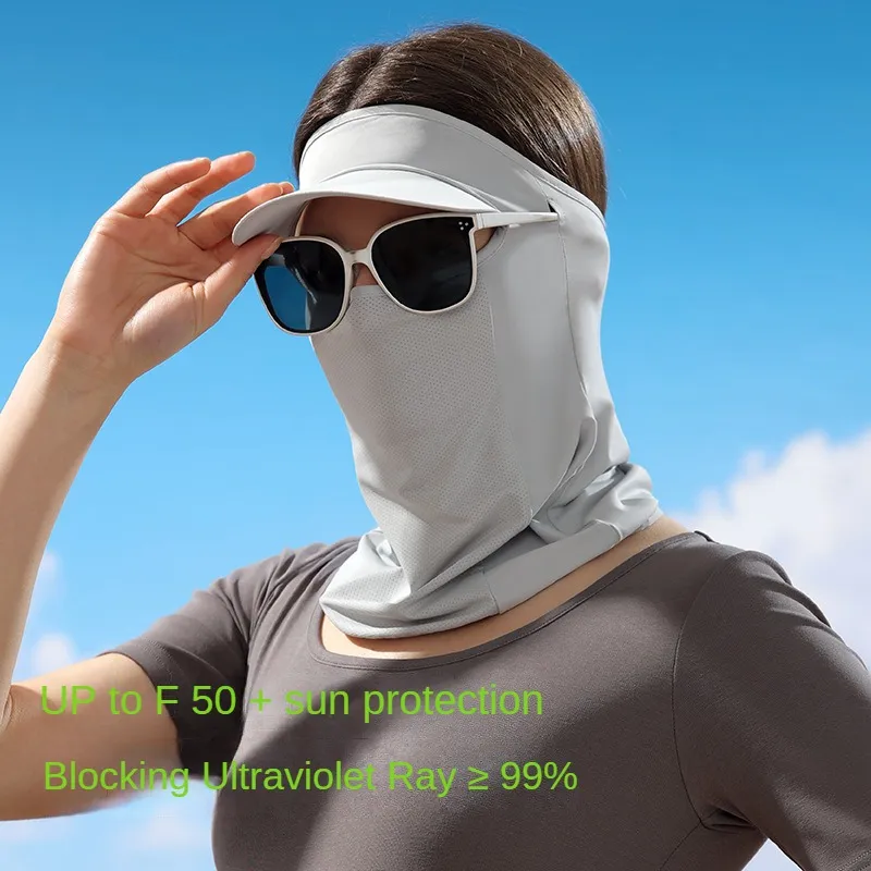 New Outdoor Sunscreen Golf Sun Proof Ice Silk Sun Hat Men Women Collar Fishing Riding Uv Protect Mask Summer Integrated Breath