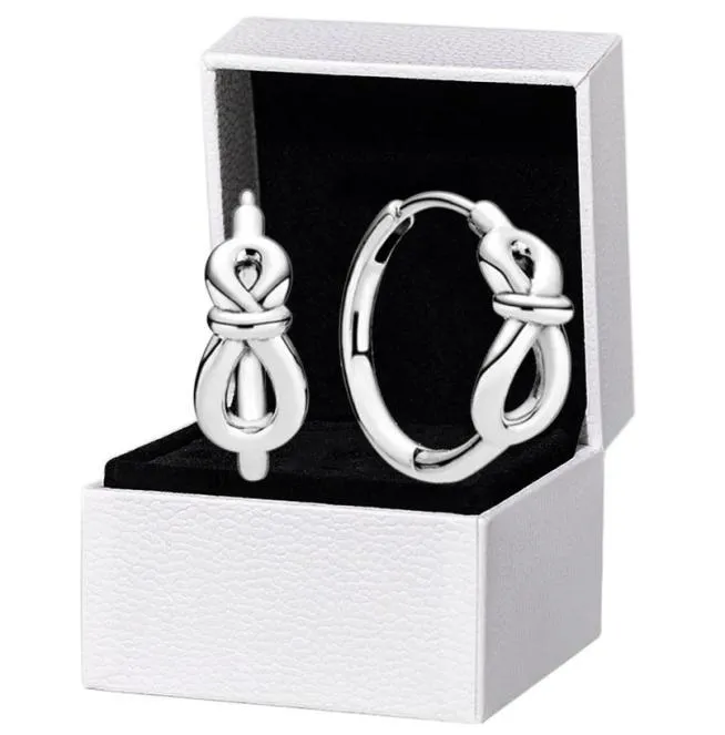 925 Sterling Silver Infinity Knot Hoop Earrings Original box for Women Girls Earring9504188