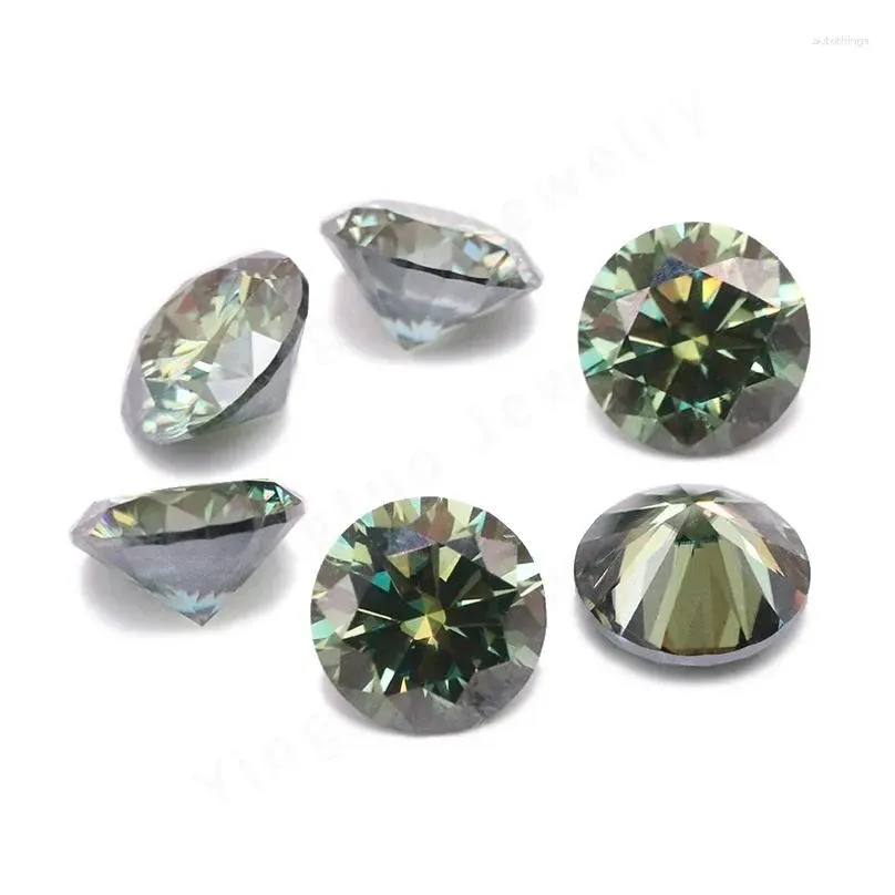 Loose Diamonds Moissanite Stone Rond Emerald Green Gemstones 5mm 0.5ct Melee Make Jewelry DIY