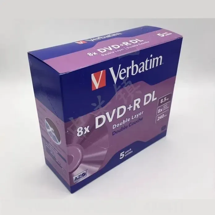 Schijven 5 stks letterlijk azo dvd+r dl 8.5 GB dubbele laag d9 8x 240min