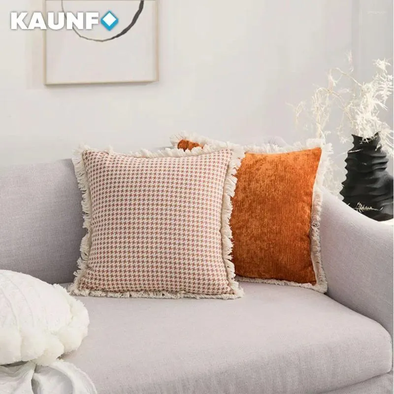 Kudde Kaunfo Plaid Throw Case Decorative Cover Tassel Macrame for Bed Soffa Home Decor45x45cm