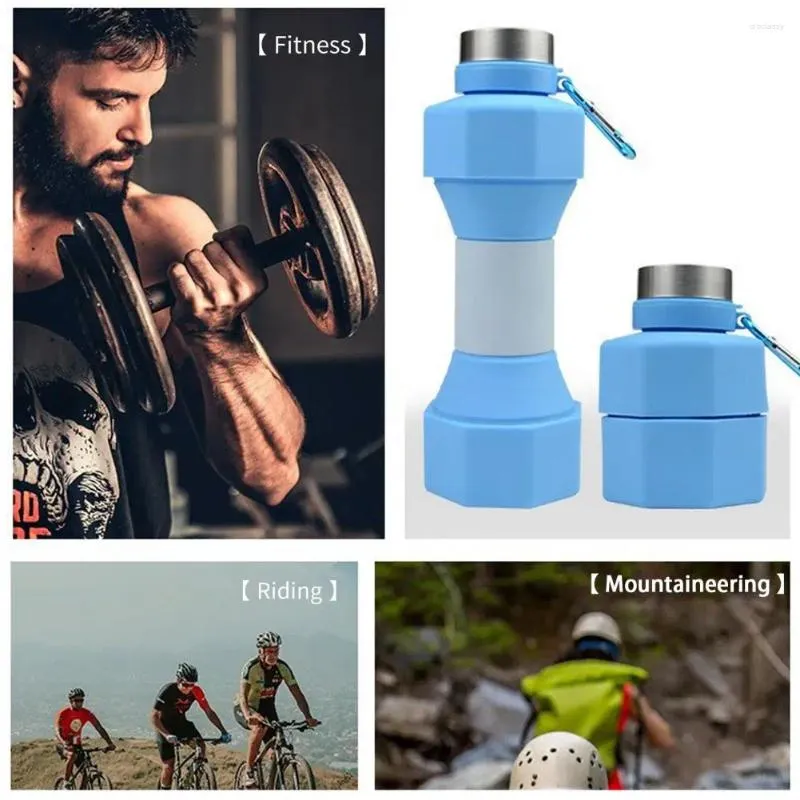 Botellas de agua Fitness Bottle Plegador de fugas Plegado para viajar 650 ml Copa de Sport Men Mujeres Ideal Ciclismo