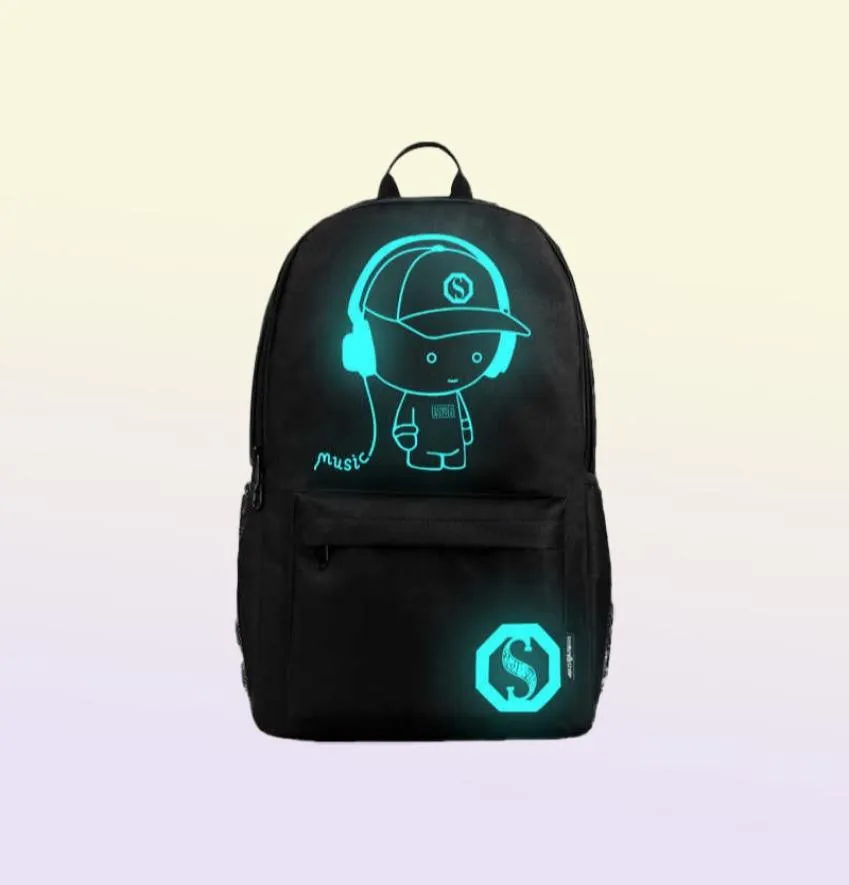 Super Cool Luminous Boys and Girls Backpack USB Charging School Bags Anime Fashion Unisex Backpack Teenager men Travel bag 2110134450196