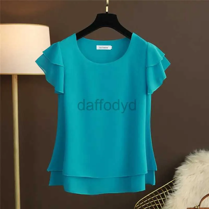 Women's Blouses Shirts New Summer Women Blouse Loose O-Neck Chiffon Shirt Female Short Sleeve Blouse Oversized Shirts womens tops and blouses Top 240411