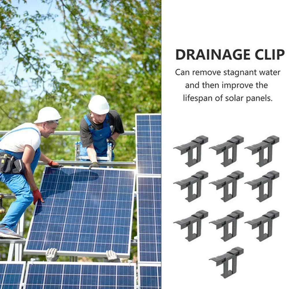 10 pcs Panneaux solaires Clips de drainage d'eau Photovoltaic Panneau Eau Écrasé Clip à l'extérieur 30/40/35 mm Auto Retirez la poussière d'eau stagnante