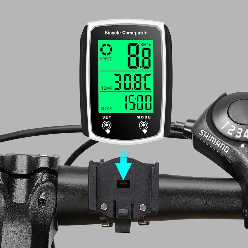 Kabelgewetzter Messrad Fahrrad Computer Tachometer wasserdichtes Fahrradkilometer -Zählertemperaturanzeige Zyklus -Kilometerzähler