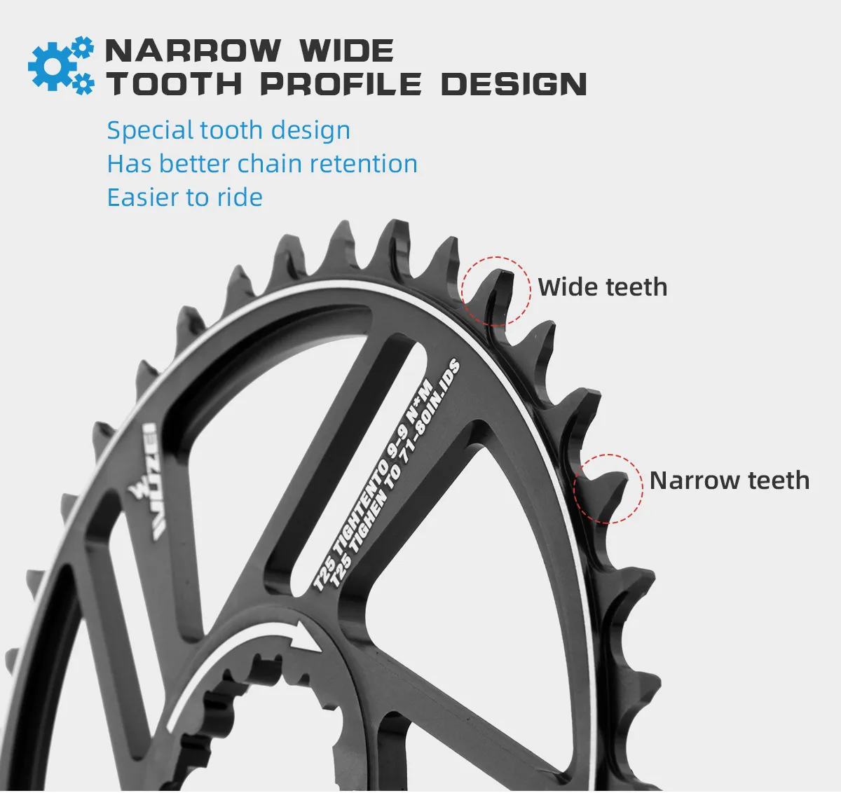 WUZEI Offset GXP Mountain Bike Chainring 30T/32T/34T/36T for XX1 Sram ...