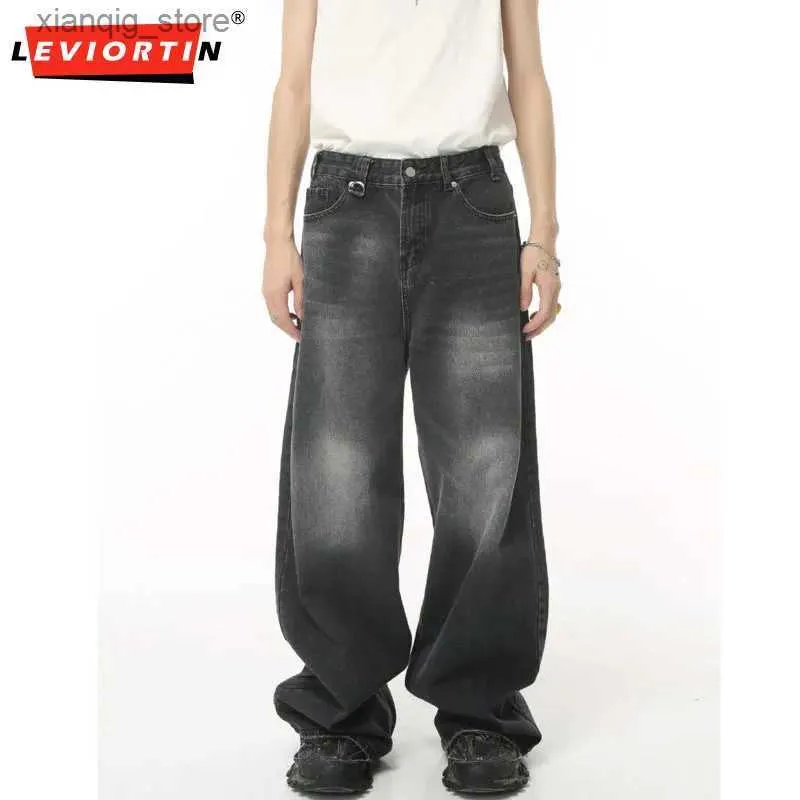 Pantaloni di denim maschile jeans da uomo 2024 primavera e estate pantaloni di denim larghi larghi pantaloni a gamba dritta strappata S-XL L49