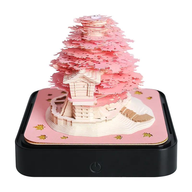Omoshiroi Block 3D Notepad 2024 Calendar 3D Sakura Tree House Memo Pad