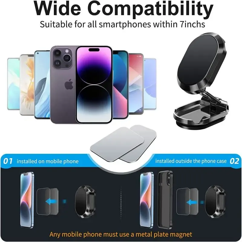 Folding Magnetic Phone Stand Car Phone Holder GPS Support för iPhone 14 13 12 11 Xiaomi Huawei Samsung S22 S21