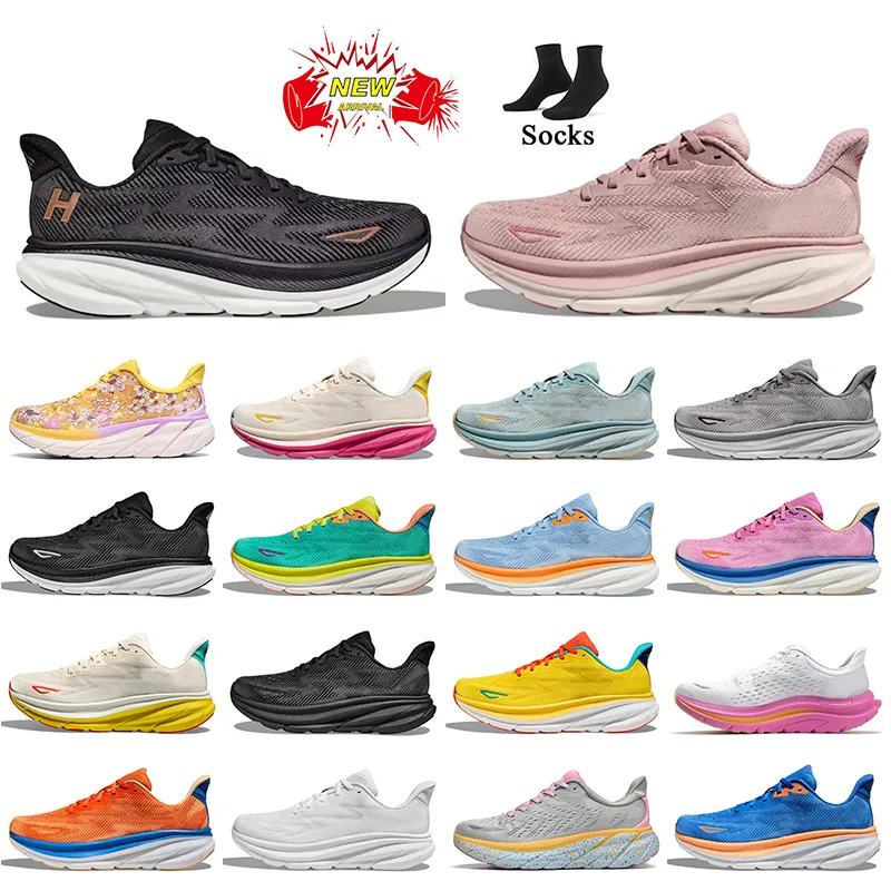 أعلى جودة مصمم أزياء Kawana Og Clifton 9 Bondi 8 Running Shoes Women Mens Athletic Sneakers Black White Red People Free Foam Pink Gray Cloud Meshe Trainers