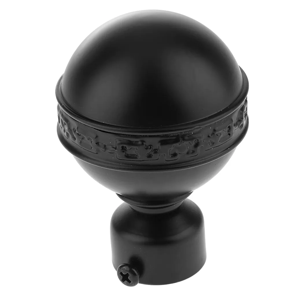 Unique Design 28mm Diameter Curtain Rod End Finial Caps black and white - -White