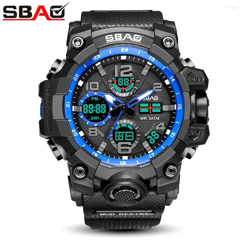 Armbanduhren Sbao Sport Watch Men Digital LED Elektronische Uhren TPU Quarz Multi -Funktion wasserdichtes leuchtendes Relogio