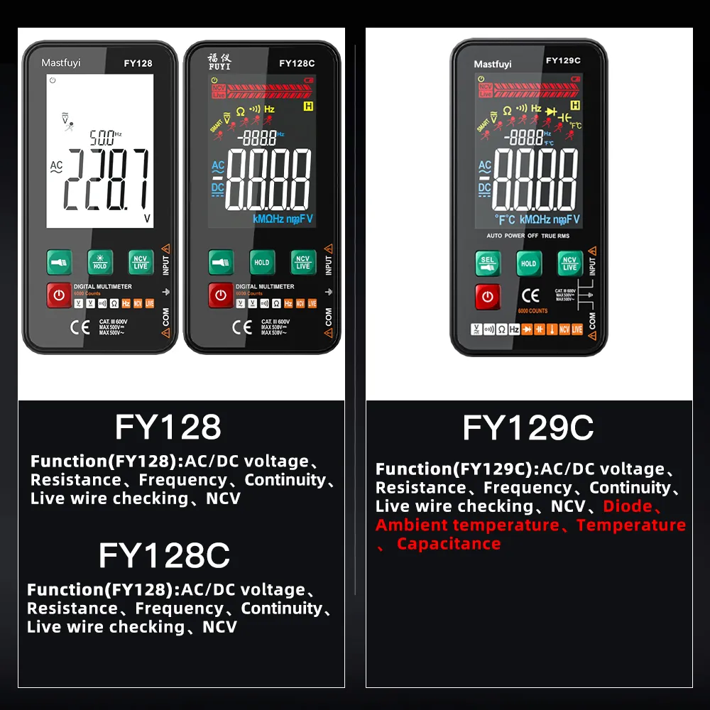 Novo Smart Anti-Burn MultiMetro Profesional AC DC Voltager TEMP TEMP CAPACITANCE ATO RANGE OHM NCV MULTIMETERS TESTER