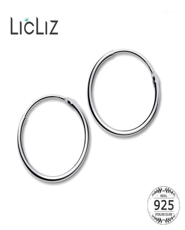 Hoop Huggie LicLiz 2021 925 Sterling Silver Simple Earrings For Women Round Circle White Gold Jewelry Loop Joyas De Plata LE04728942904