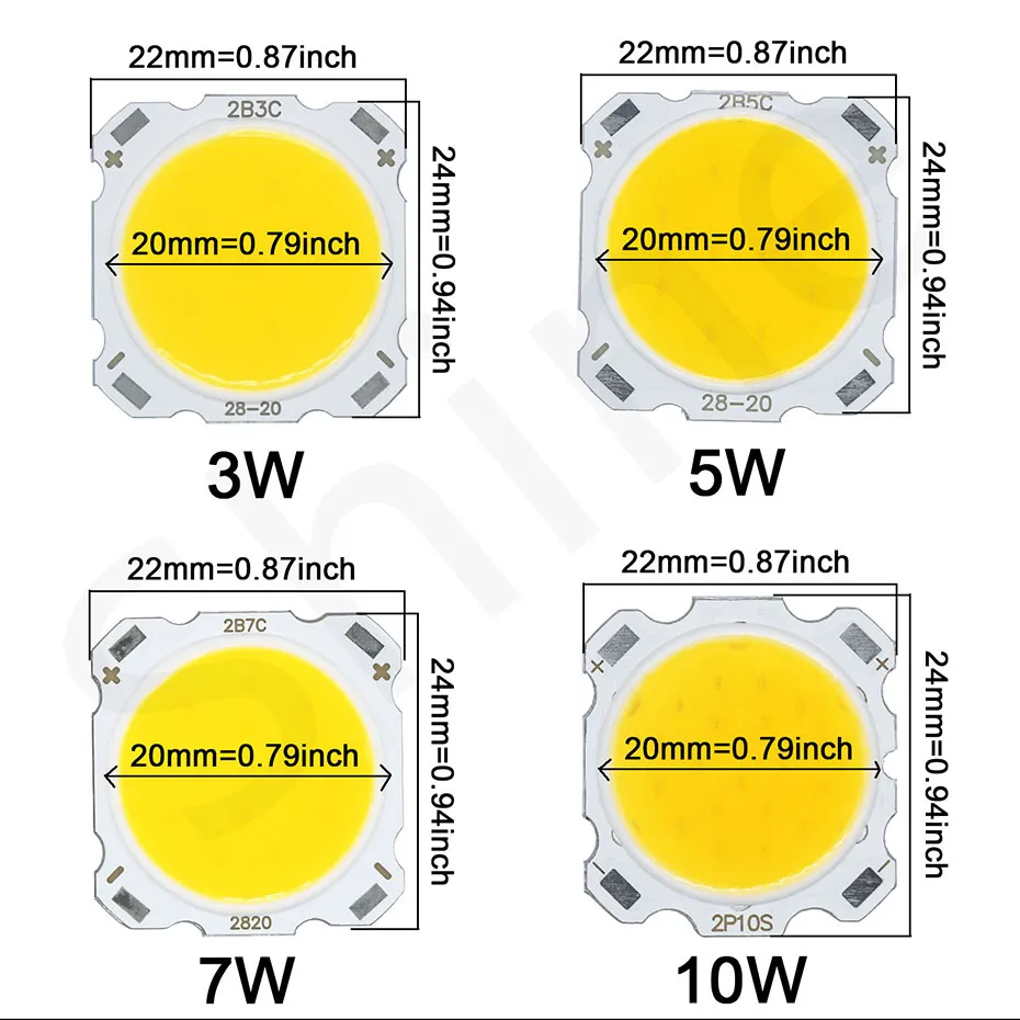 High Power LED Source Chip 3W 5W 7W 10W 13mm 20mm 24mm SMD COB LED ...
