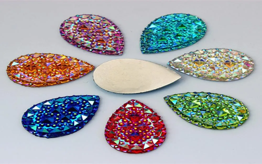 50 stcs 2030 mm AB Kleurval Peervorm Rijstenen Rhinestones Flatback Resin Crystal Stones Decoratie ZZ5201209515