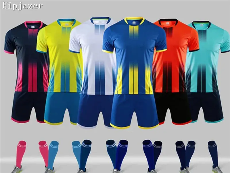 Men Kids Adults Soccer Jerseys Sports Training Set Gradient Ramp MAN women Football Suit Uniform 240402