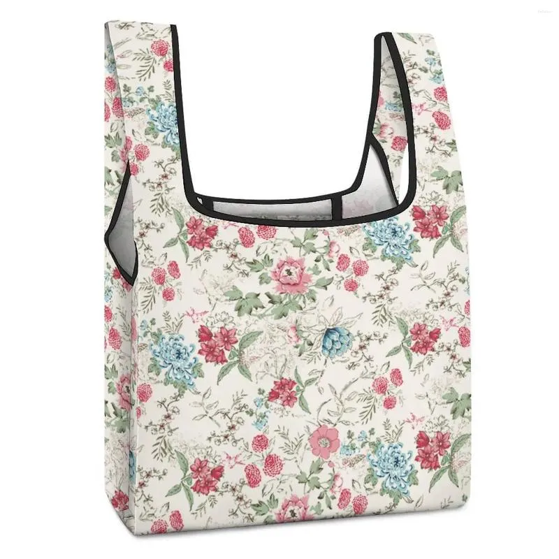 Sacchetti impermeabili pieghevoli pieghevole borsetta per alimenti colorati sacche di stampa floreale per prodotti per il tempo libero riutilizzabile