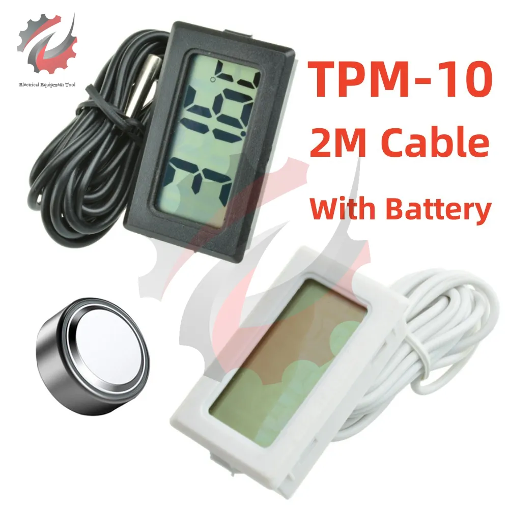 TPM-10 Mini LCD Thermomètre numérique Thermomètre Aquarium Aquarium Water Temper température Técteur de téléspectateur Capteur de température intégrée 2M