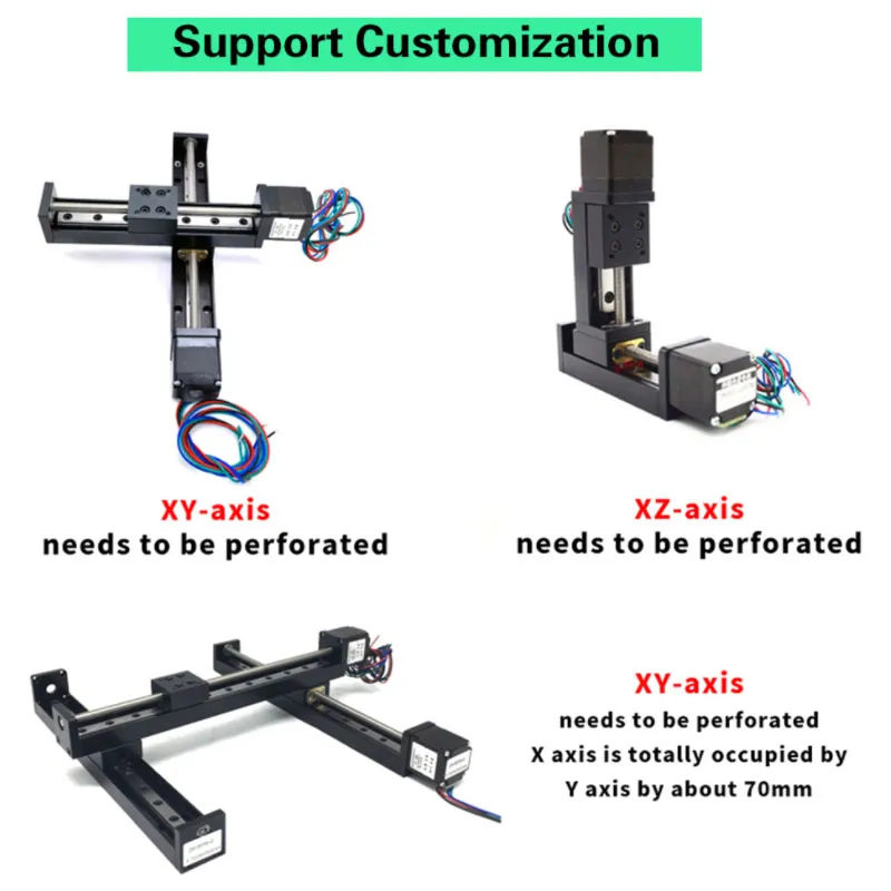 T-type CNC Sliding Table Rail Linear Stage Transport Guide Platform Stepper Motor Drive Kit Mini Slide Table XYZ Axis Table