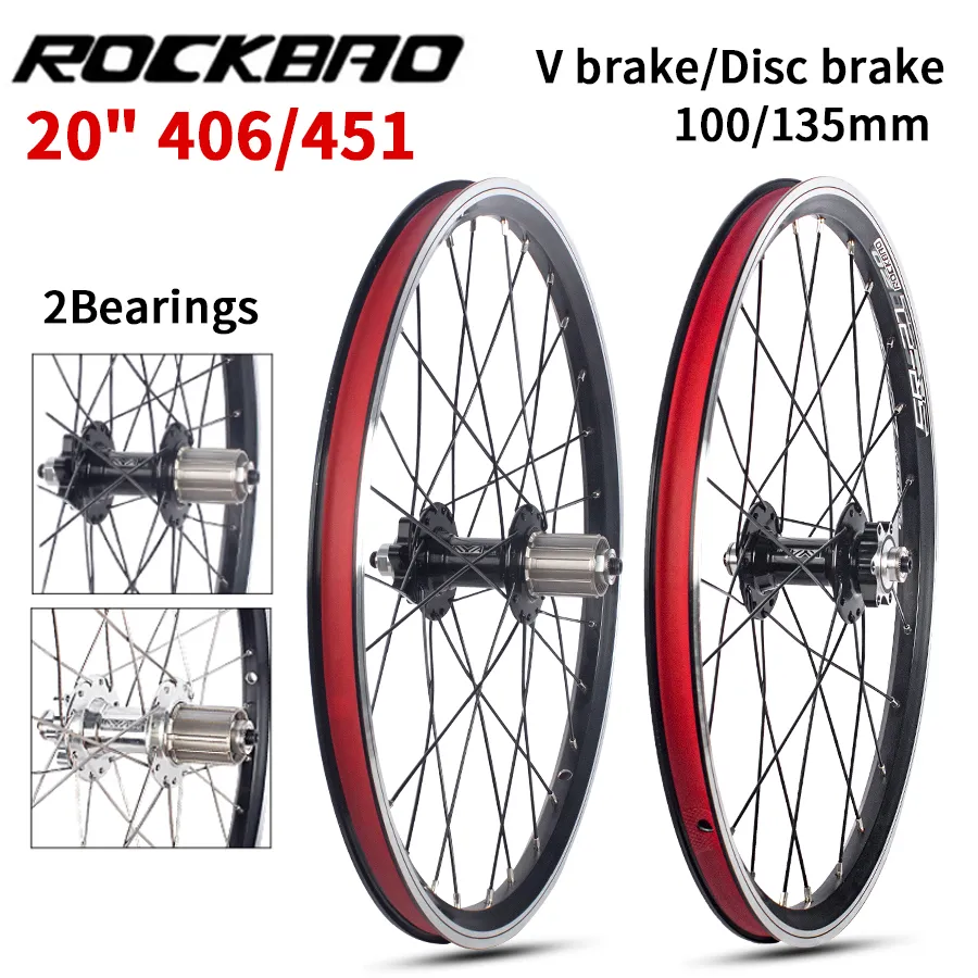 ROCKBAO 20 Inch Folding Disc C V Brake Wheelset With 2 Bearings Fits BMX Bicycle Wheels 406 451 100 135mm From Homepro12 109.2 DHgate.Com