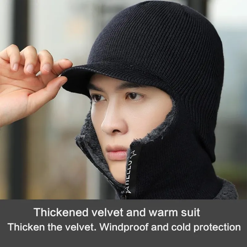 Knit Hooded Scarf Hat Balaclava Beanie Neck Gaiter Winter Warm Anna-Kaci Solid Hooded Scarf Hat Winter Balaclava Knit Skull  main image 4