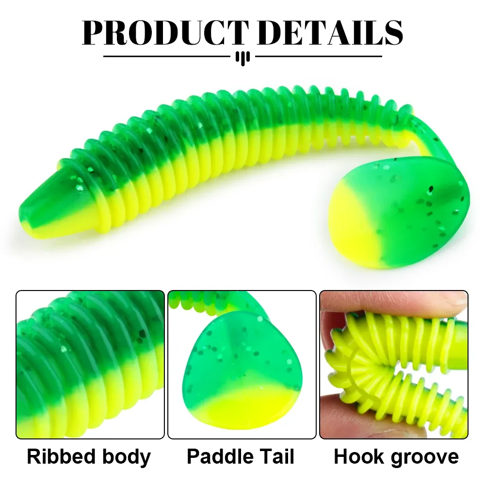 Spinpoler Shad Paddle Tail Swimbaits Basca de plástico suave Lure de pesca de 12 cm para el lucio de percha y el agua salada Zander