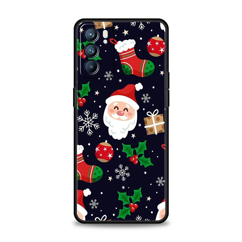 Jul nyårstelefonfodral för Oppo A54 A53 A52 A16 A15 A74 A9 2020 A76 A95 A12 Reno7 SE Reno6 Z Hitta x5 Pro 5G -telefonomslag